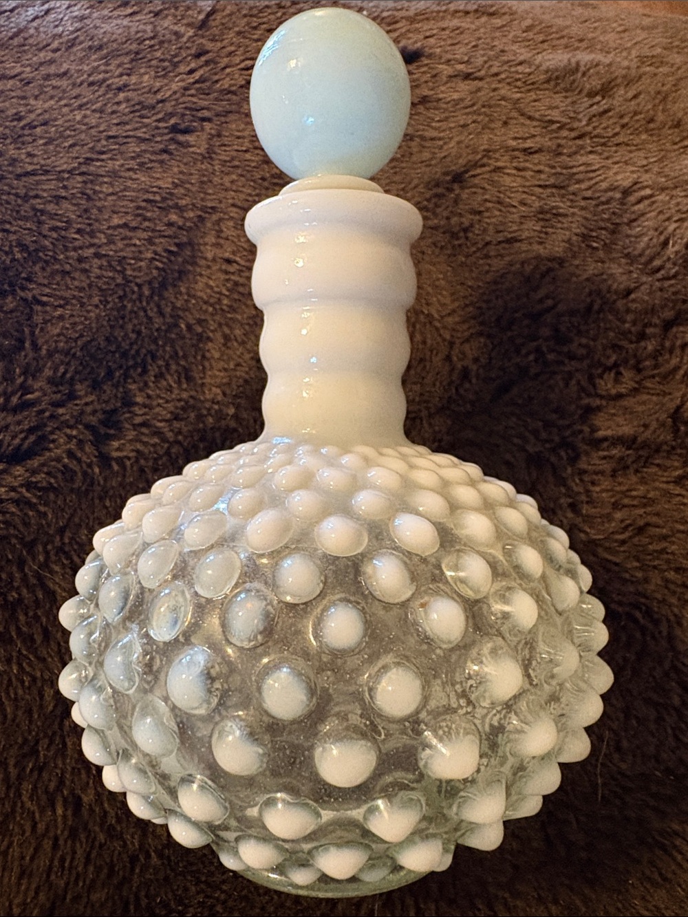 Milk Glass Hobnail Perfume Bottle Décor - White